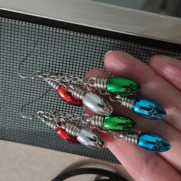 Colorful Christmas Light Bubs Drop Earrings - Picture 6 of 6